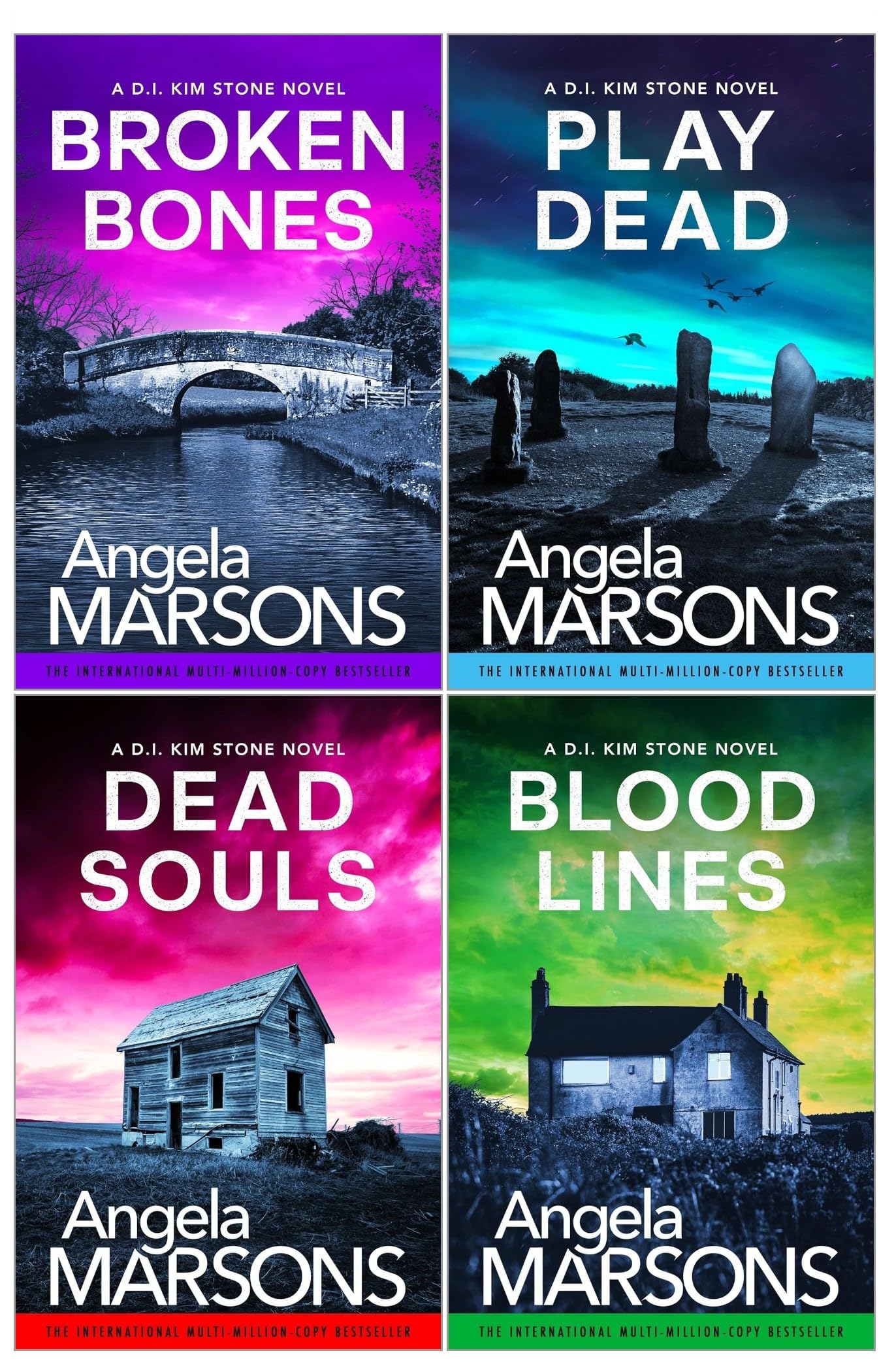 Detective Kim Stone crime thriller series by Angela Marsons 4 book paperback collection set front cover