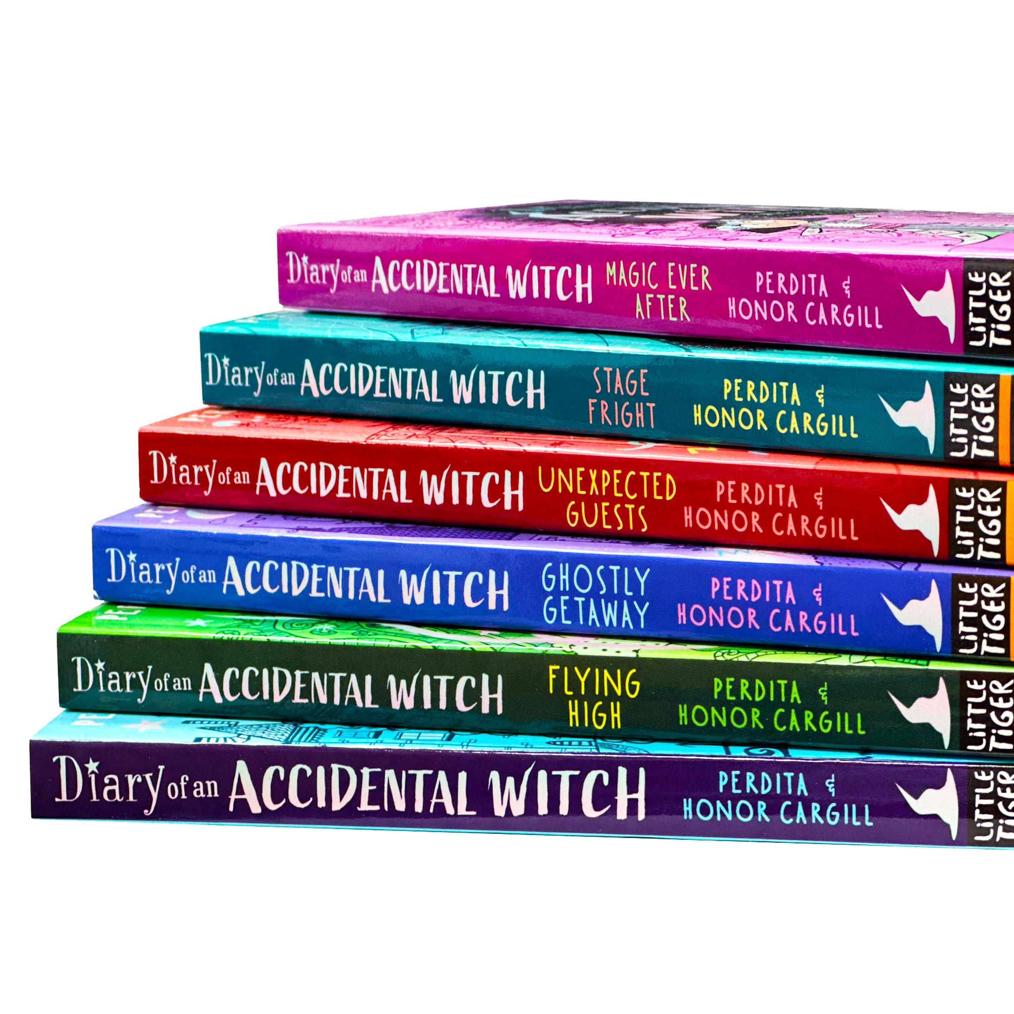Diary of an Accidental Witch paperback set - back cover with series description and age range
