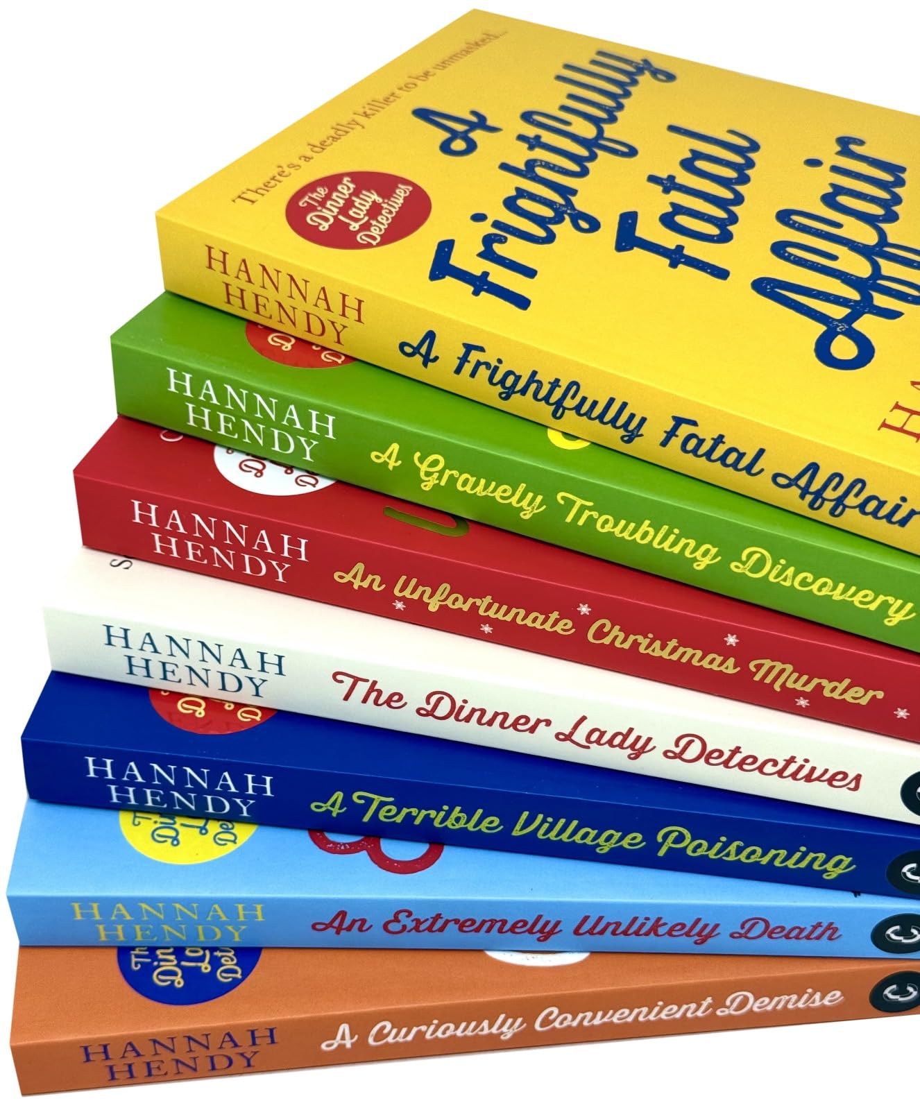 The Dinner Lady Detectives paperback front cover, book one in Hannah Hendy's cozy crime series