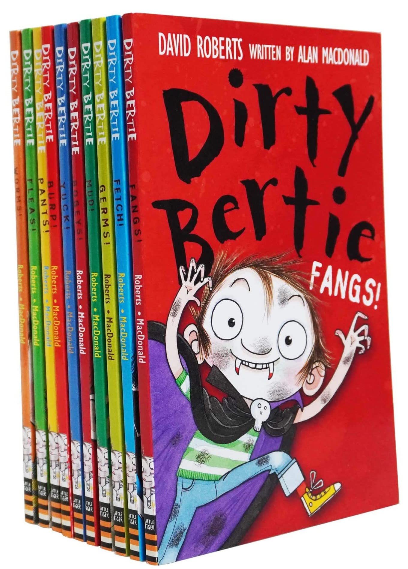 Dirty Bertie Series 1 10 Books Collection Set front cover, Alan MacDonald and David Roberts, paperback