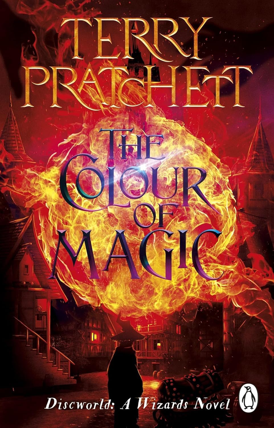 Back cover of the Discworld Novels 1-5 paperback set with series description by Terry Pratchett