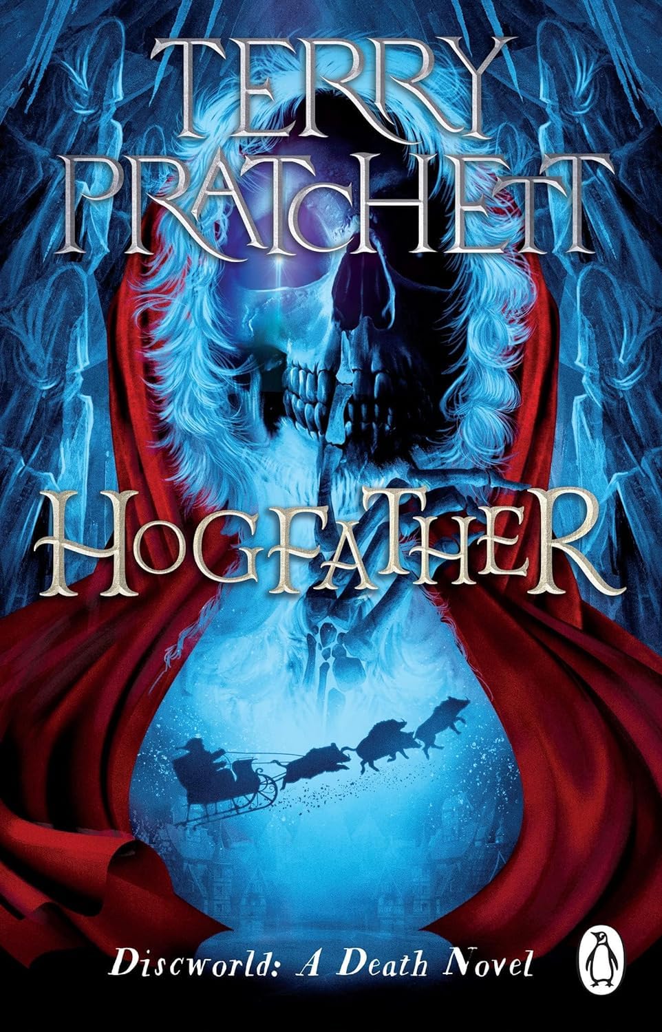 Stacked spines of the Discworld Novels Series 4 paperback collection set