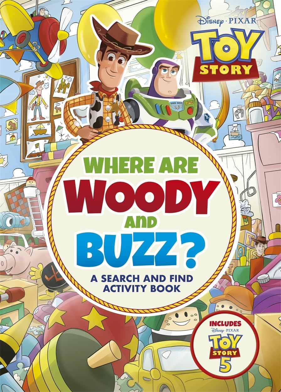Where are Woody and Buzz? Disney Toy Story search-and-find paperback cover with Woody, Buzz, and friends