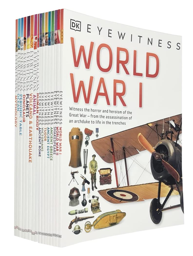DK Eyewitness Collection 16 Books Set paperback front cover, Ages 7-9 non-fiction box set