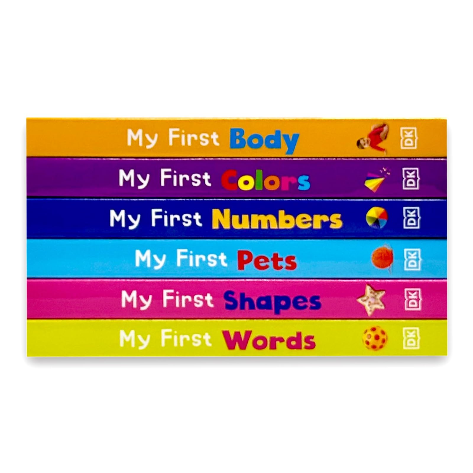 My First Numbers and My First Shapes board books opened to show early learning inside page spreads