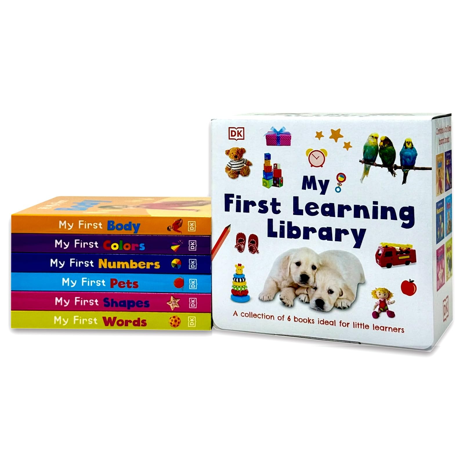 Front cover of DK My First Learning Library 6 book board book box set for ages 0-5