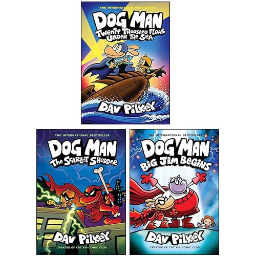 Dog Man 3 Books Collection Set by Dav Pilkey front covers, hardcover edition for ages 6-9