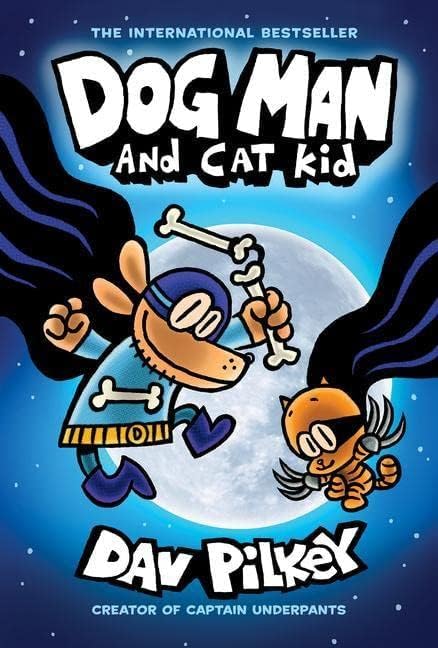 side panel of the Dog Man box set listing the titles included in the 11 book collection