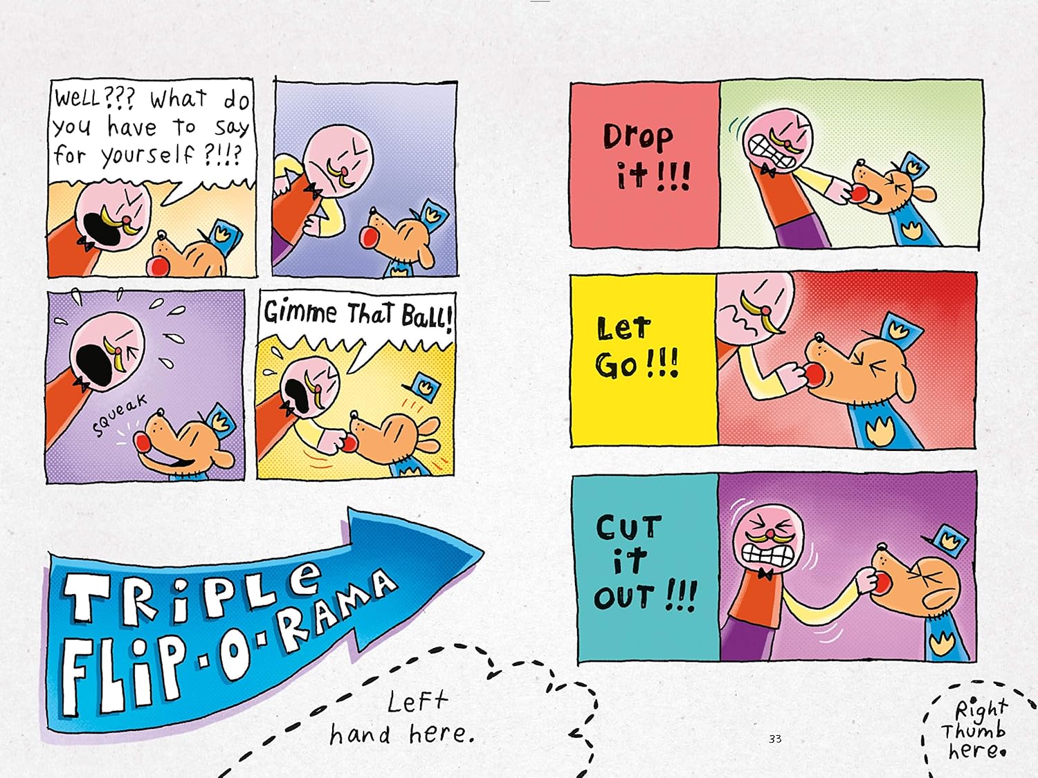 Close-up of individual Dog Man hardcover book covers by Dav Pilkey, part of the 6-book Supa Epic Collection box set.
