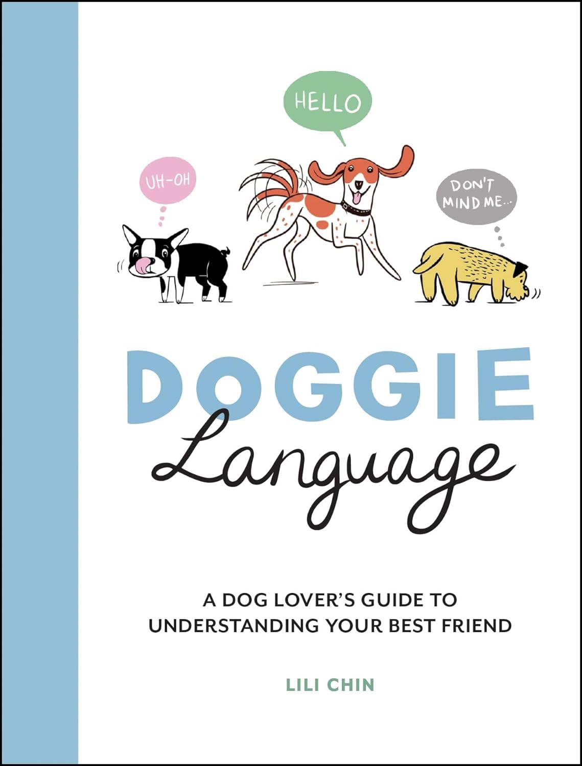 Doggie Language by Lili Chin illustrated paperback front cover showing canine body language guide