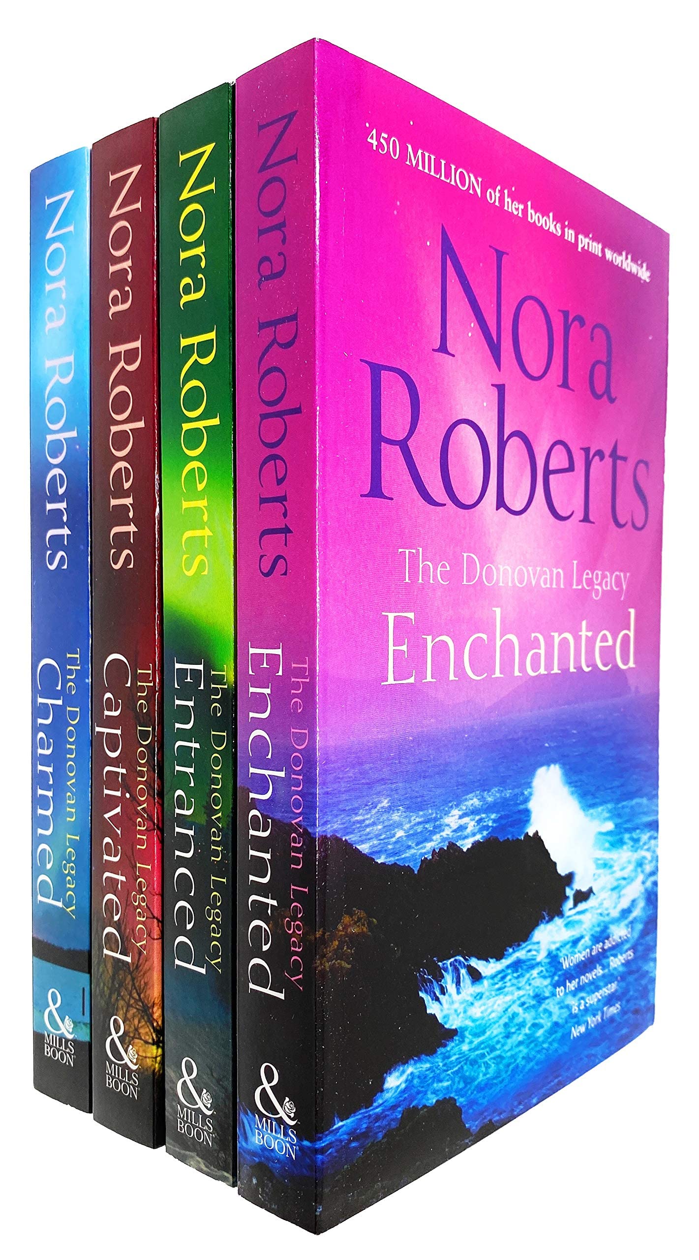 Front cover of the Donovan Legacy Series 4 books collection set by Nora Roberts, paperback fiction romance.