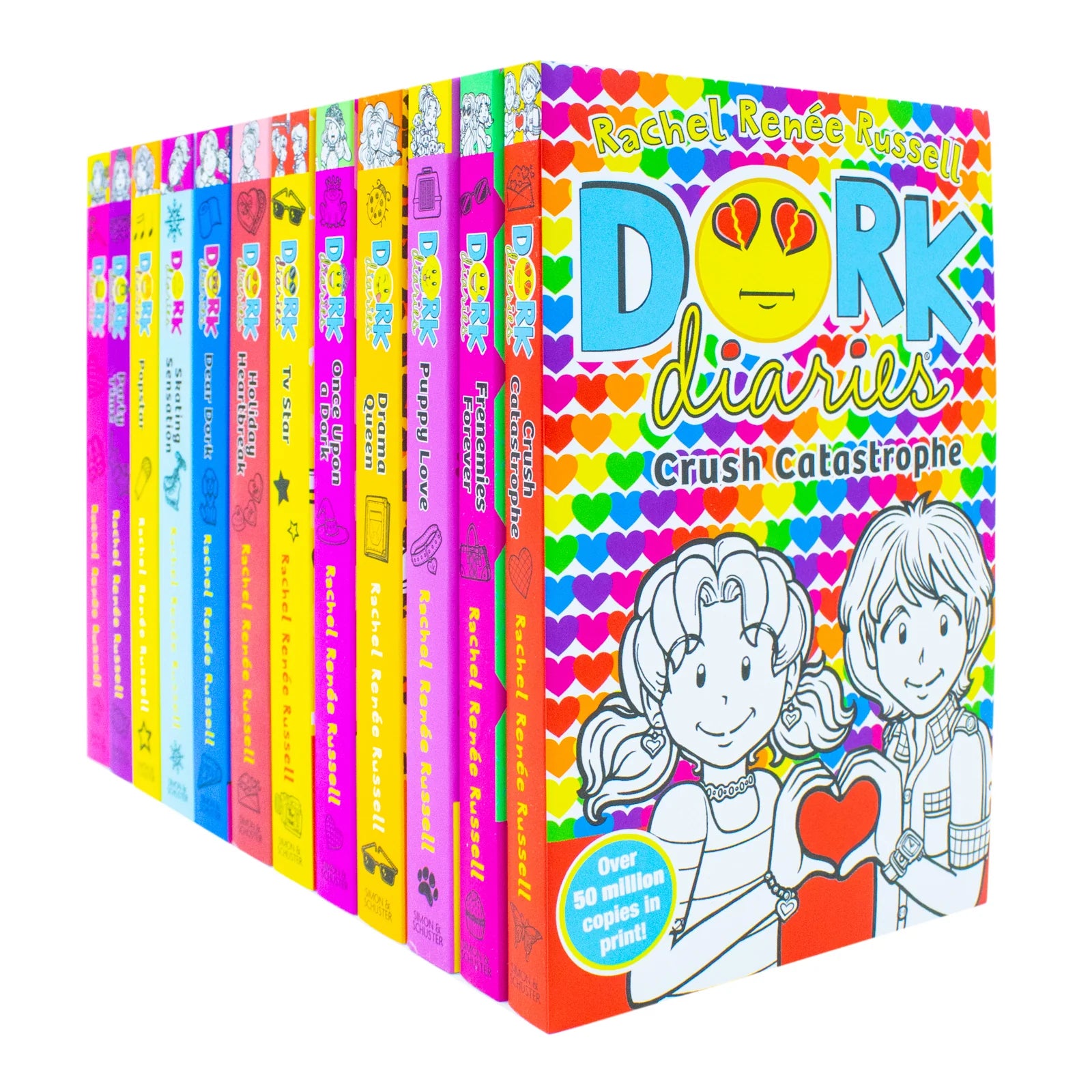 Inside page spread from a Dork Diaries paperback showing Nikki Maxwell's doodle-style diary entries