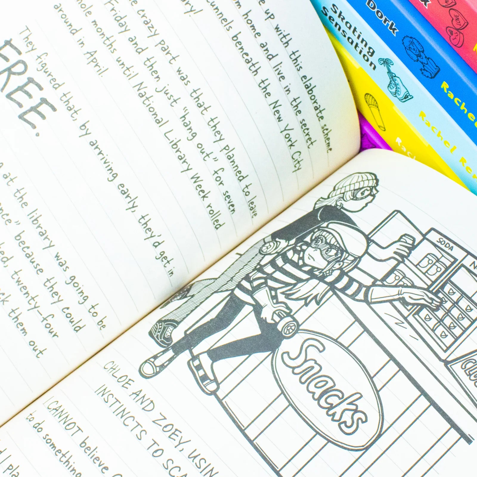 Dork Diaries paperback box set books stacked at an angle showing colorful cover designs