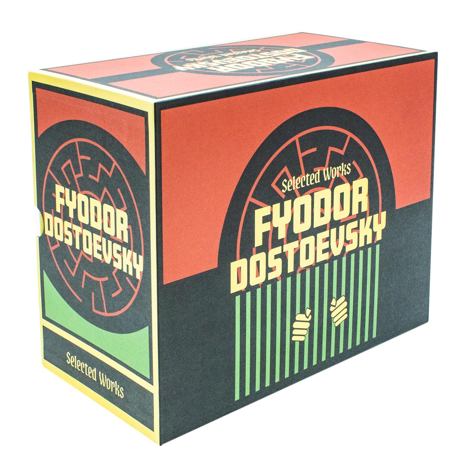 Fyodor Dostoevsky Complete Collection hardback box set displayed at an angle showing the boxed packaging
