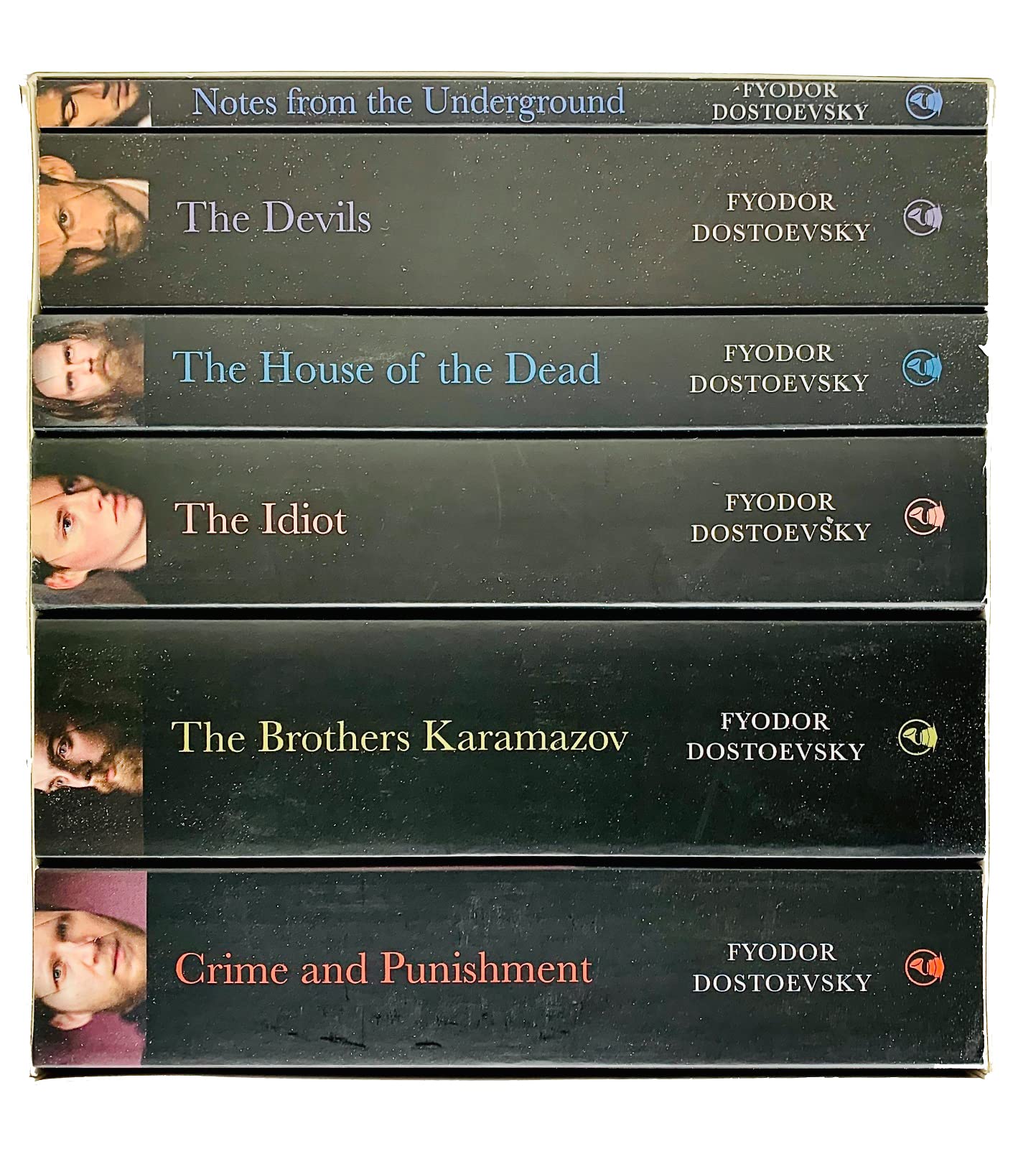 Fyodor Dostoevsky 6 book paperback set shown fanned out with all titles visible