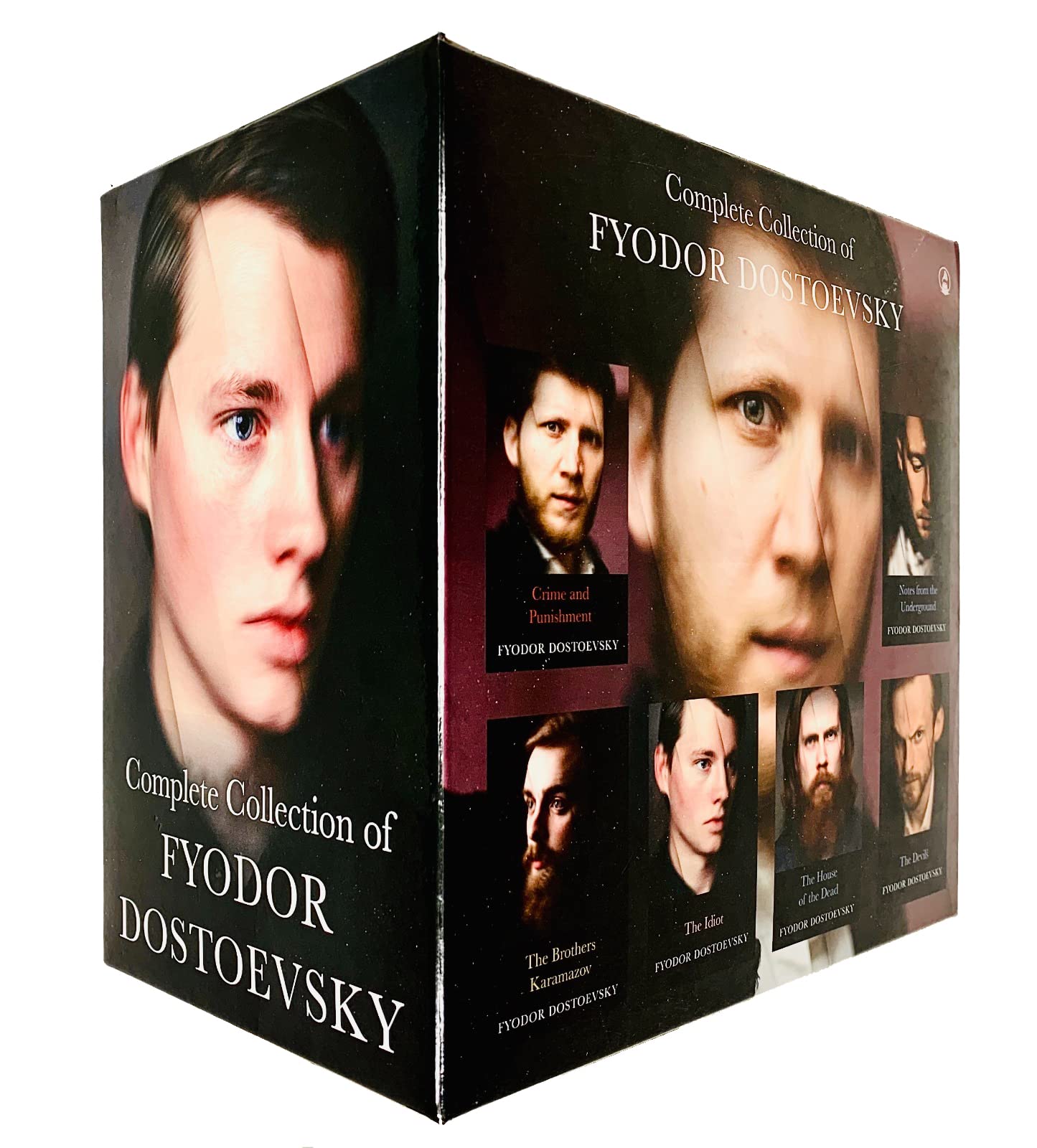Back cover of the Dostoevsky 6 book collection paperback set with title list