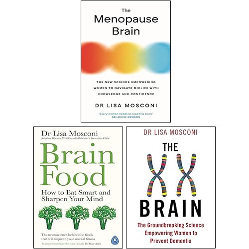 Dr. Lisa Mosconi 3 Books Collection Set paperback front cover featuring Brain Food, The XX Brain, and The Menopause Brain