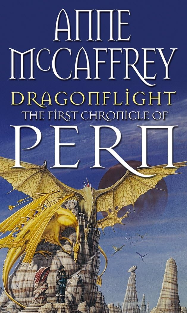 Dragonflight by Anne McCaffrey paperback front cover, Dragonriders of Pern series