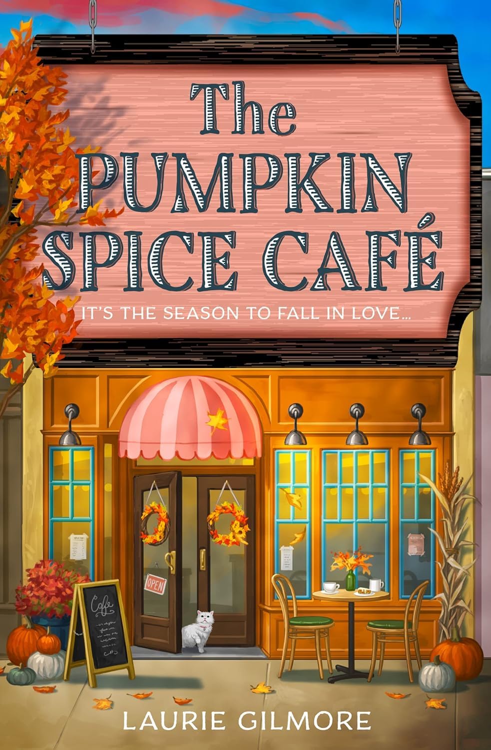 The Pumpkin Spice Café paperback cover from the Dream Harbor series by Laurie Gilmore