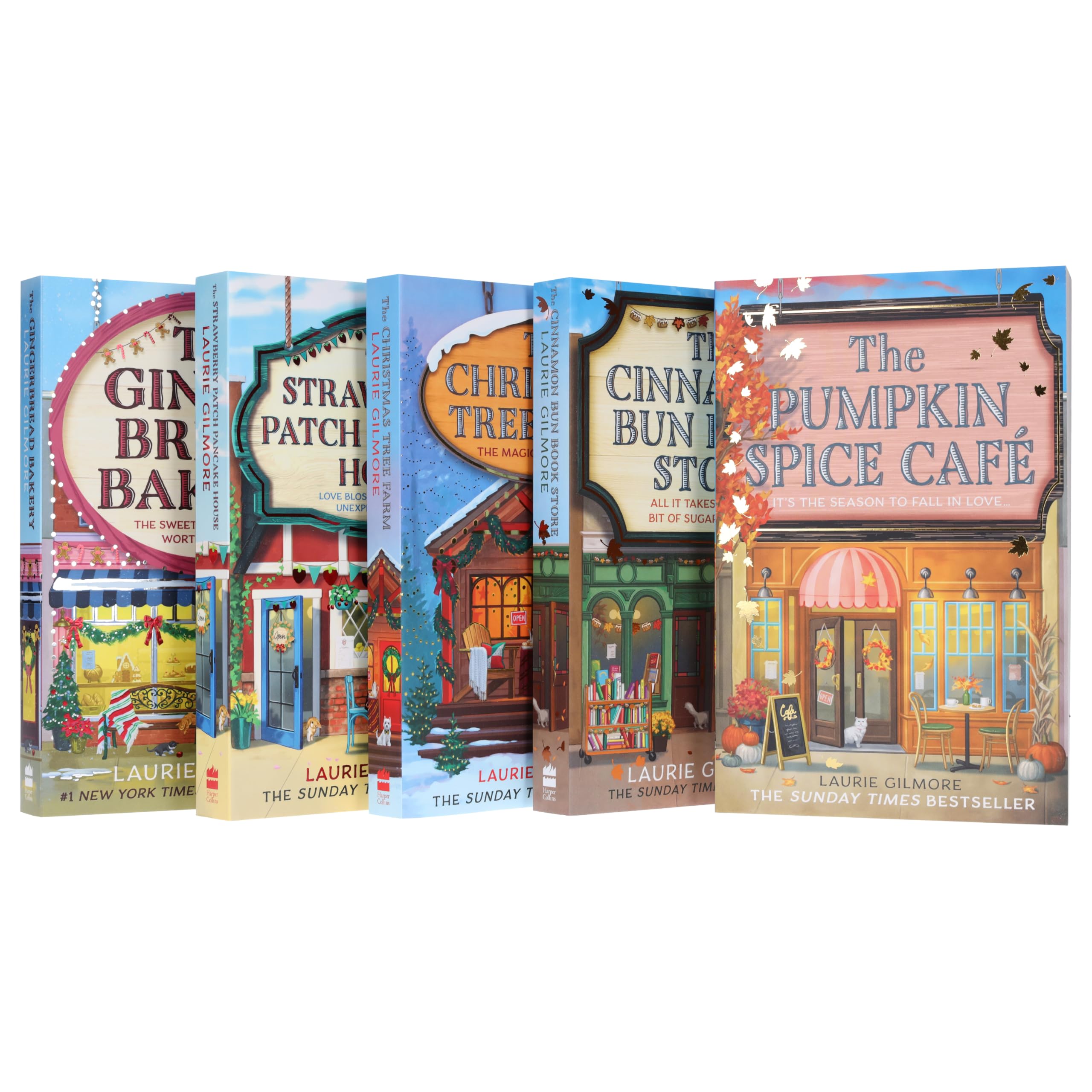 The Cinnamon Bun Book Store by Laurie Gilmore paperback front cover, Dream Harbor series book 2
