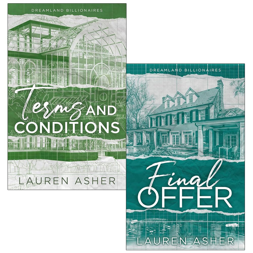 Dreamland Billionaires 2 books set by Lauren Asher, front cover of Terms and Conditions and Final Offer paperback bundle