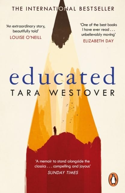 Close-up of Educated by Tara Westover paperback cover, part of the Duet 2-book collection set