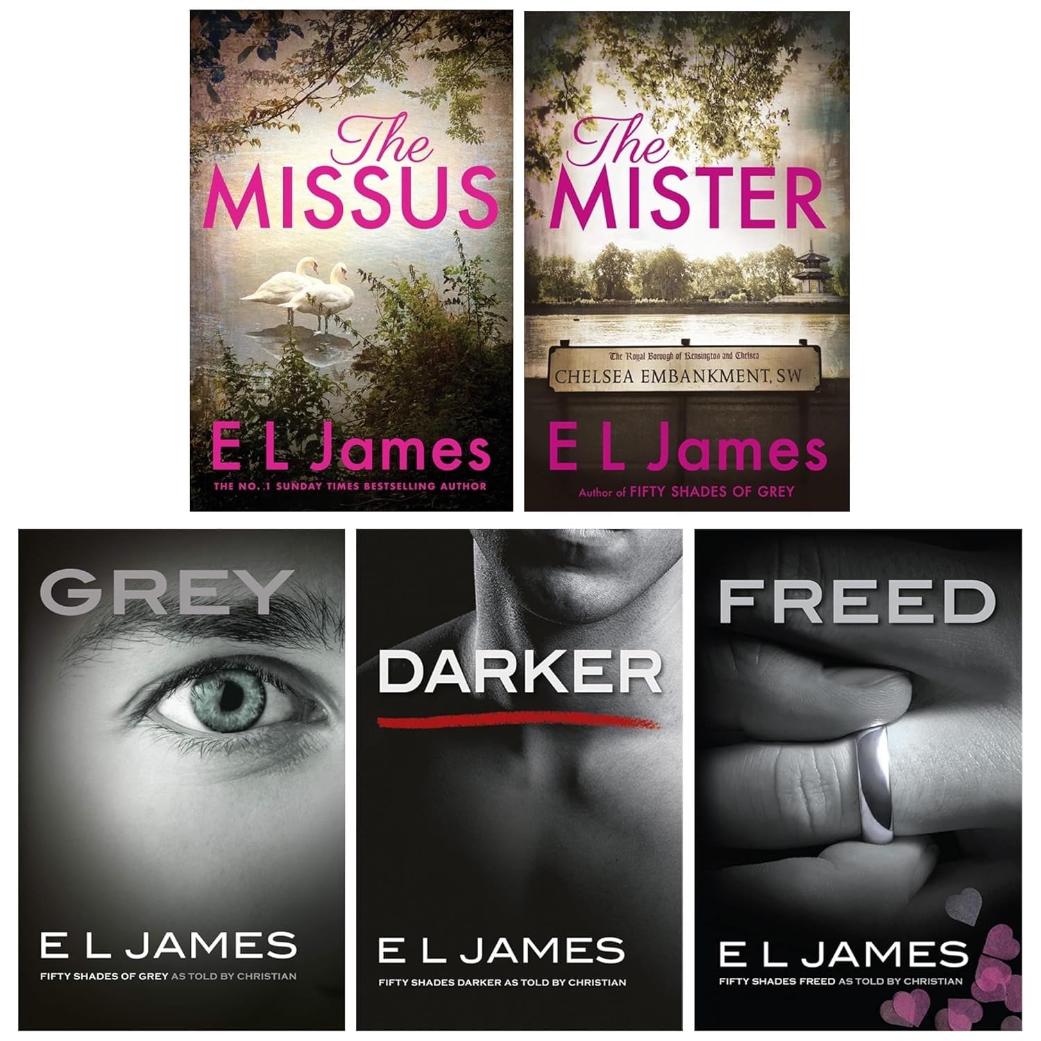 E L James Collection 5 books paperback set front cover featuring Grey and Fifty Shades titles