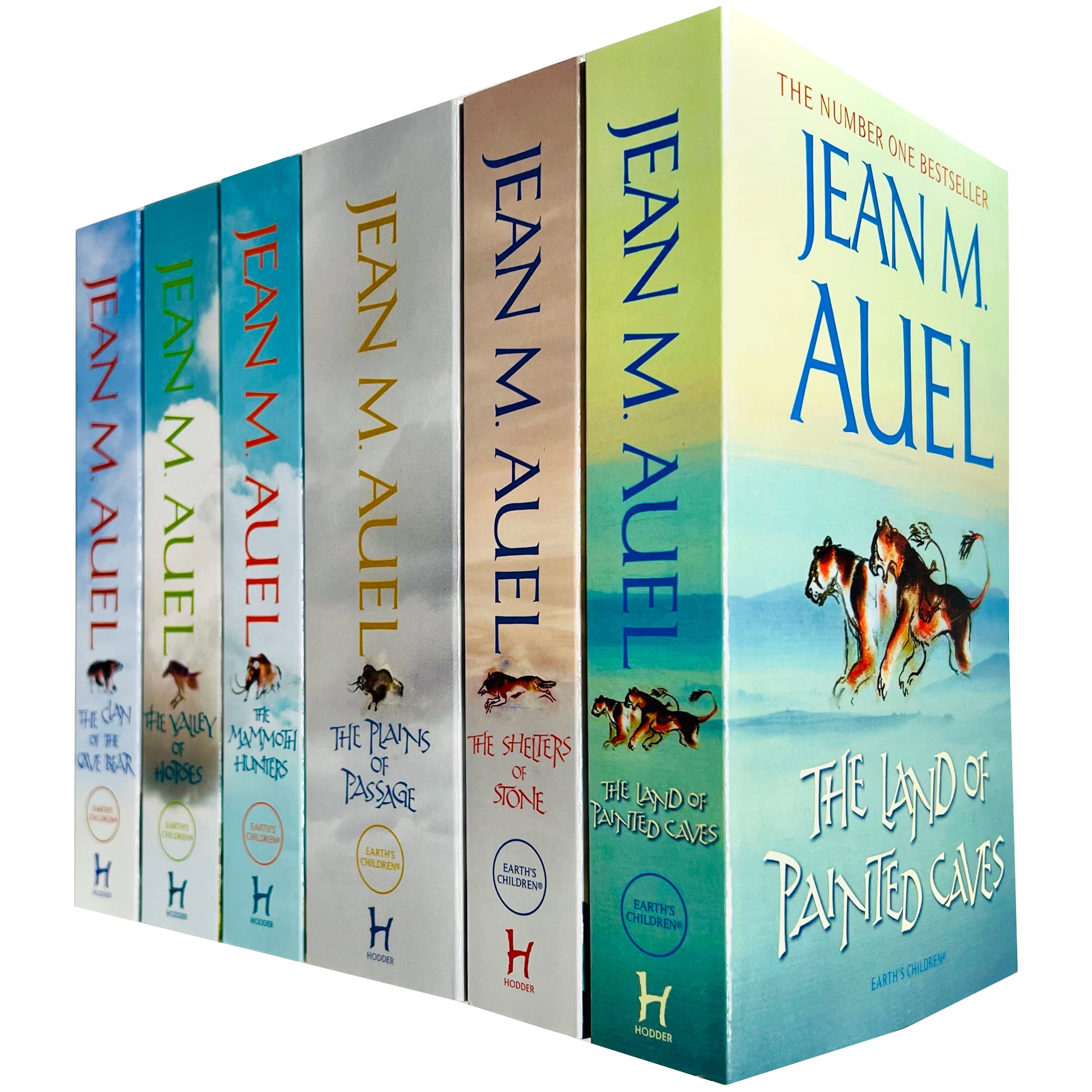 Earth's Children 6-book paperback set by Jean M Auel - back cover showing series description and titles
