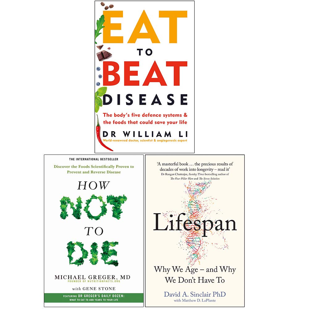 Front cover of Eat to Beat Disease by Dr. William Li, part of the 3-book paperback health and longevity collection