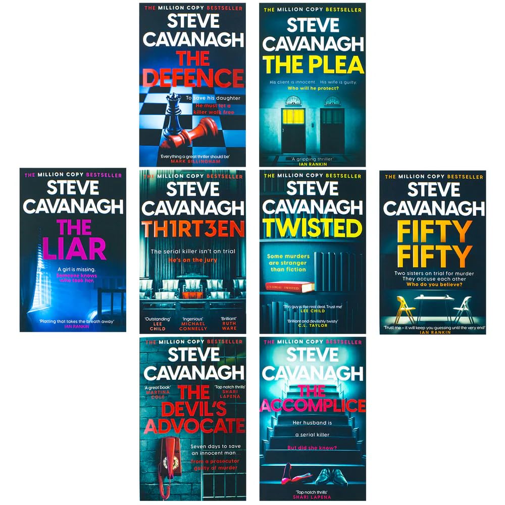 Eddie Flynn Series 8 book paperback set - full collection of Twisted, Thirteen, The Accomplice, The Defence, The Plea, The Liar, Fifty Fifty and The Devil's Advocate fanned out