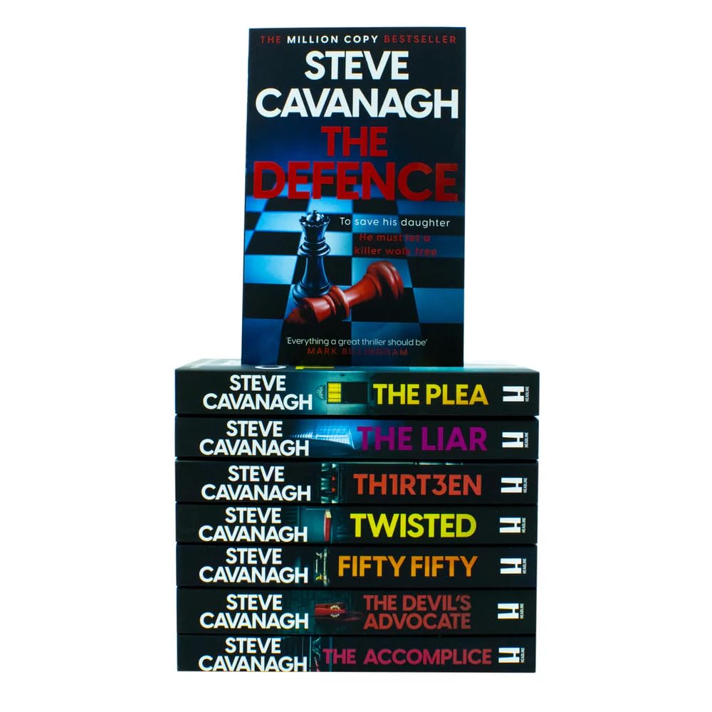 Steve Cavanagh Eddie Flynn paperback collection - close-up of book spines showing series titles