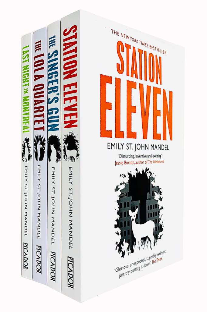 Front cover of the Emily St. John Mandel 4 Books Collection Set paperback, featuring Station Eleven, Last Night in Montreal, The Lola Quartet, and The Singer's Gun