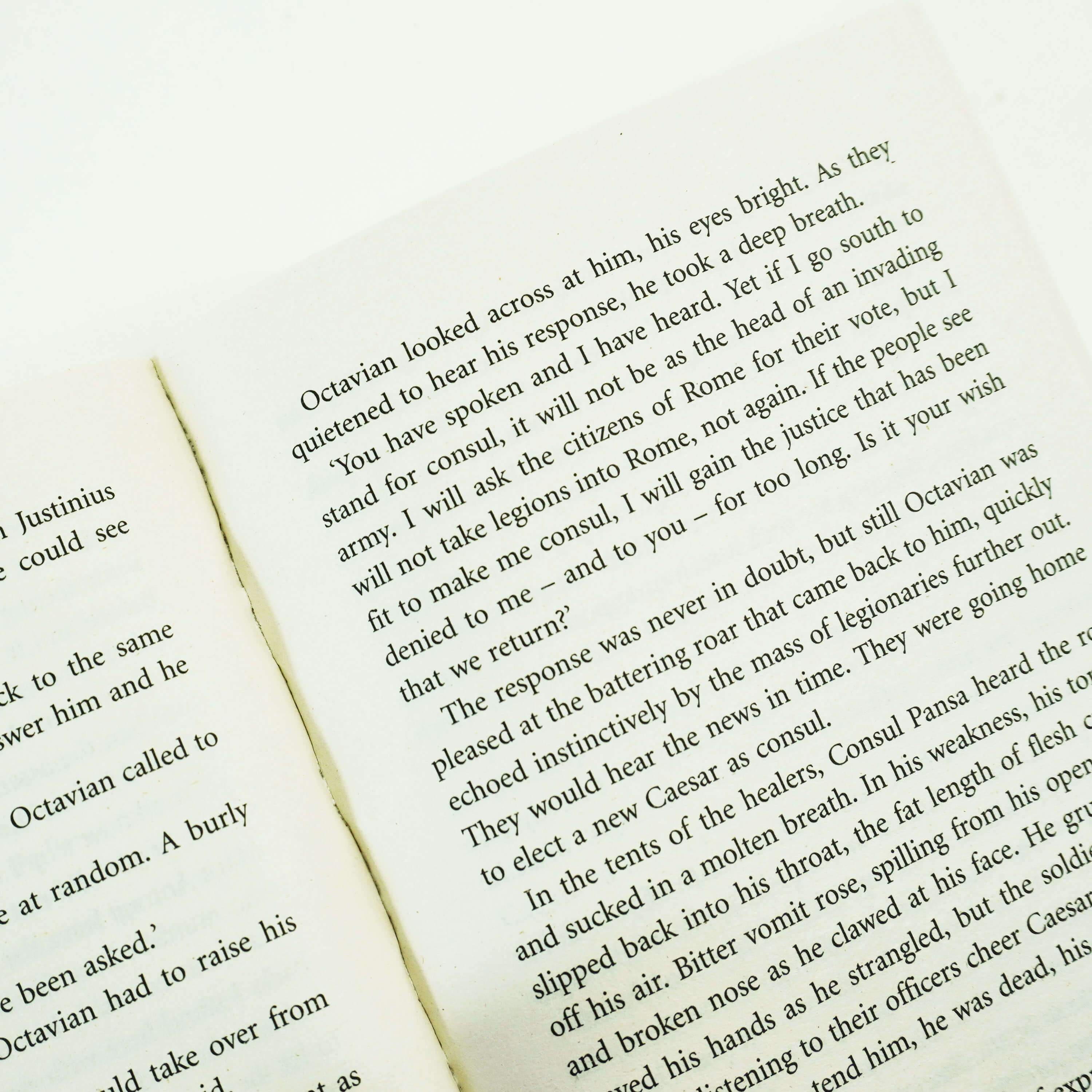 Open book spread from the Emperor Series paperback set showing interior pages
