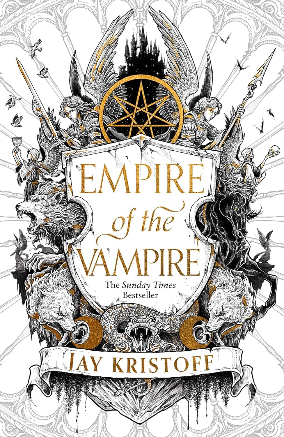 Empire of the Vampire paperback by Jay Kristoff, close-up front cover artwork