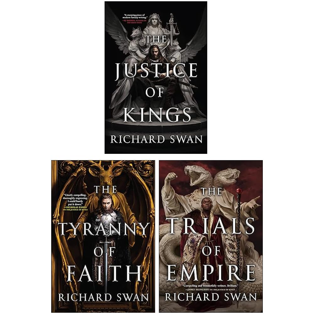 Empire of the Wolf 3-book paperback collection set by Richard Swan, front covers of The Justice of Kings, The Tyranny of Faith, and The Trials of Empire.