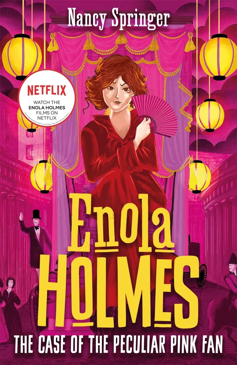 Enola Holmes paperback covers The Case of the Cryptic Crinoline and The Case of the Disappearing Duchess close-up