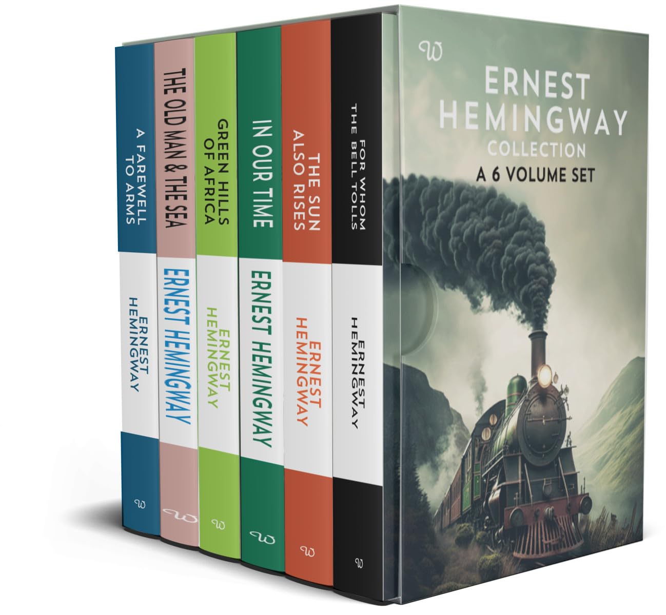 Front cover of the Ernest Hemingway Collection 6 book paperback set showing all six titles.
