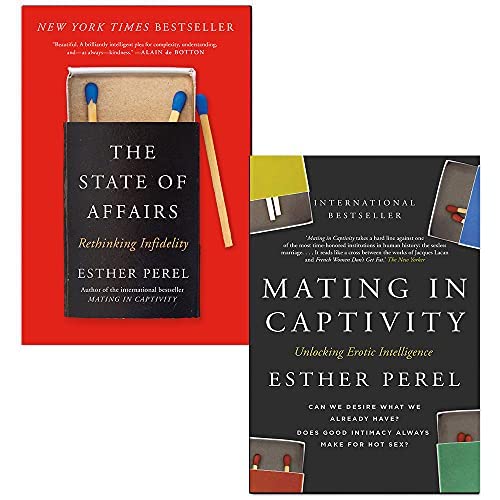 Close-up of the Esther Perel paperback set spines and covers, highlighting the non-fiction relationship and psychology titles