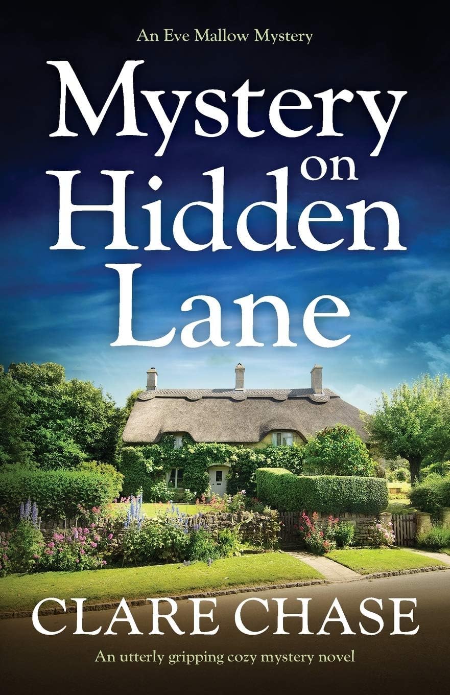 Close-up of Mystery at Apple Tree Cottage paperback front cover, book two in the Eve Mallow Mystery series