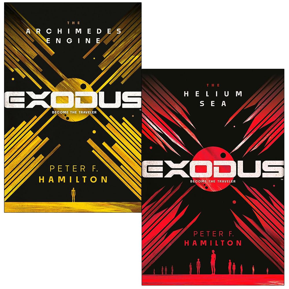 Exodus: The Archimedes Engine and The Helium Sea 2-book set by Peter F. Hamilton, front covers shown together
