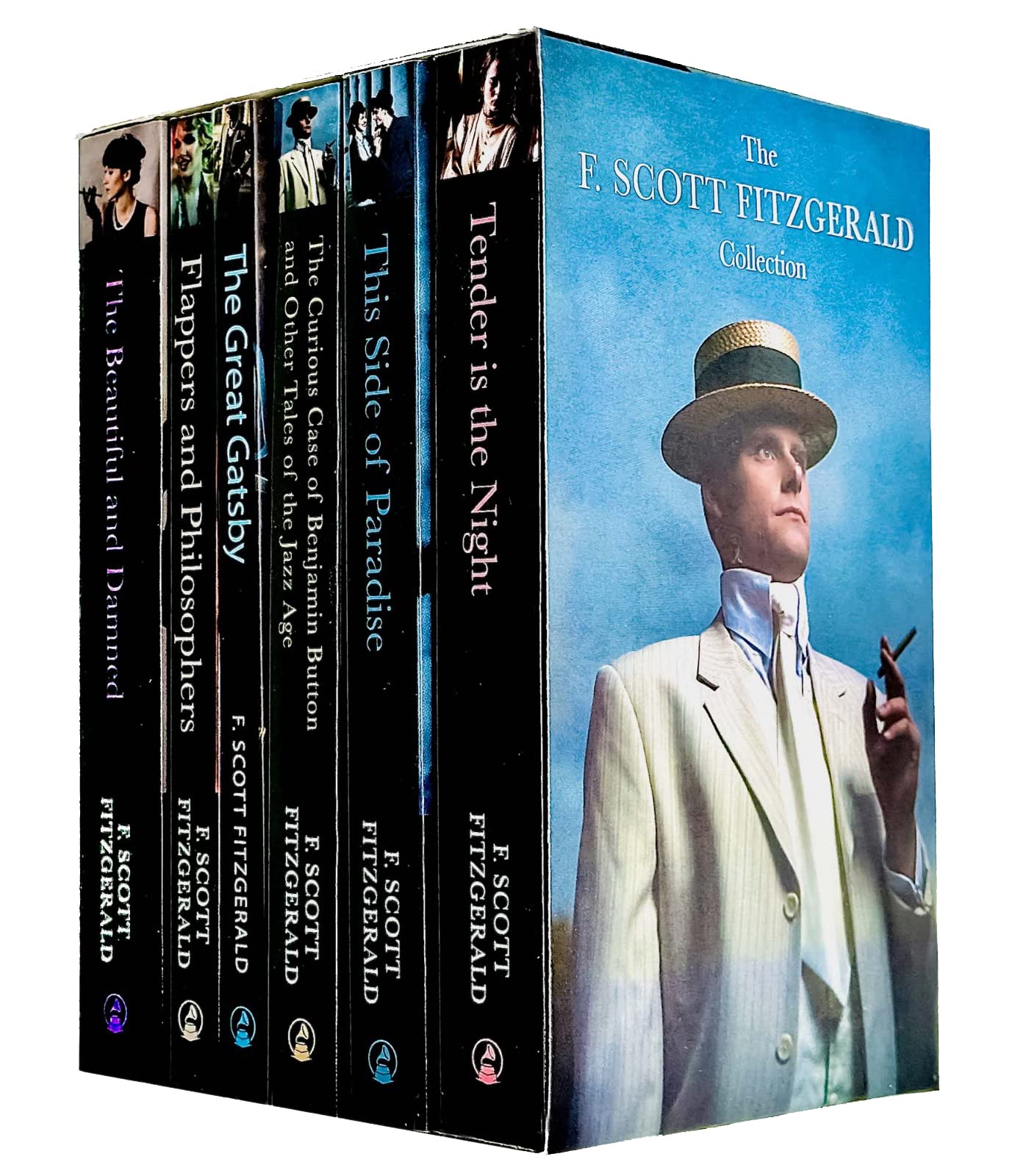 Front cover of The F. Scott Fitzgerald Collection 6 books paperback set featuring The Great Gatsby