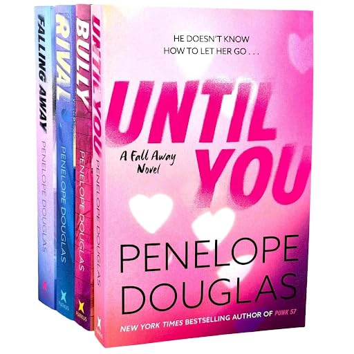 Fall Away Series paperback set - Bully, Until You, Rival, and Falling Away covers close-up