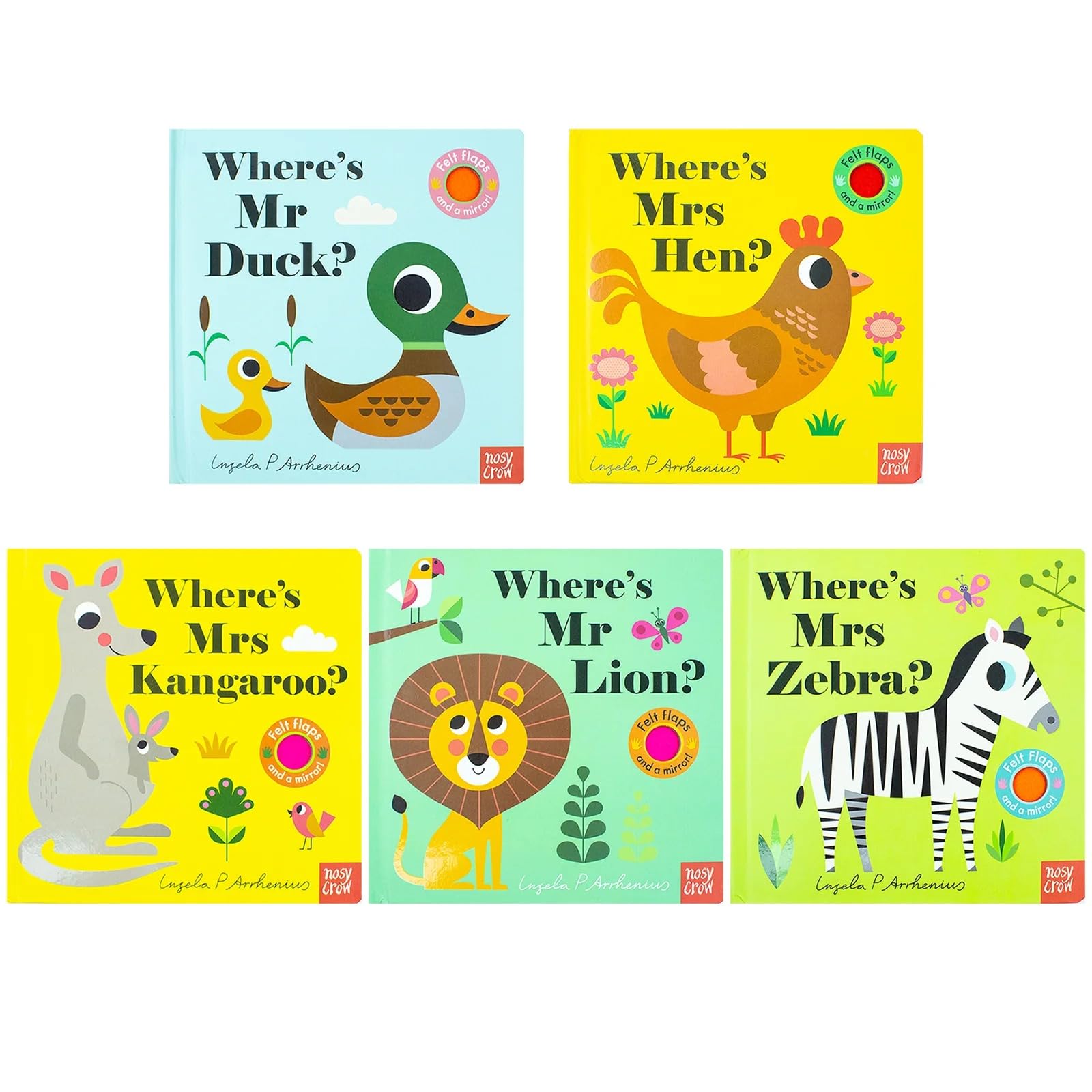 back cover showing the series description and felt flap detail - Felt Flaps And A Mirror! series, board book format