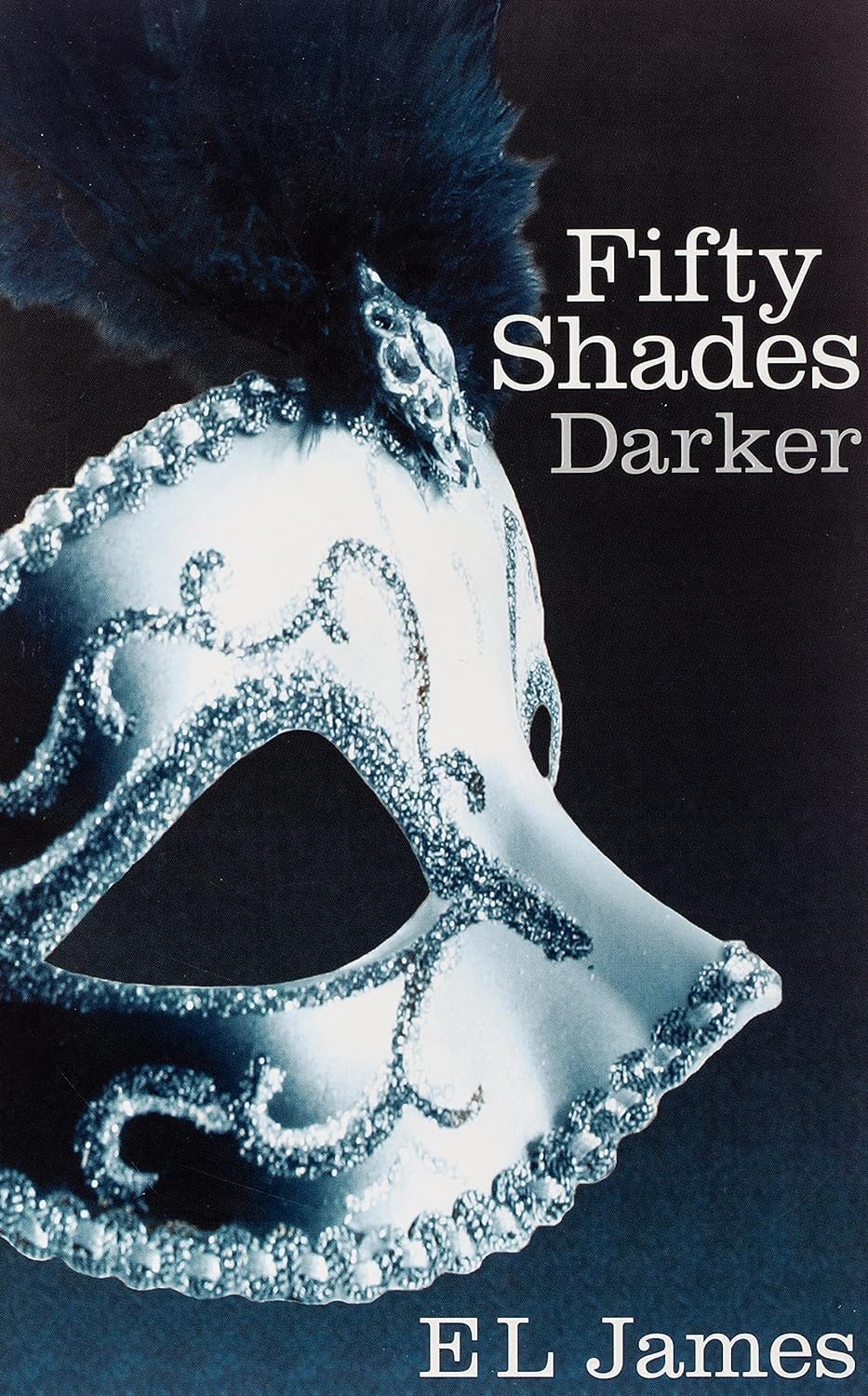 Angled view of the three Fifty Shades paperback books by E L James with dark covers and visible spine titles.