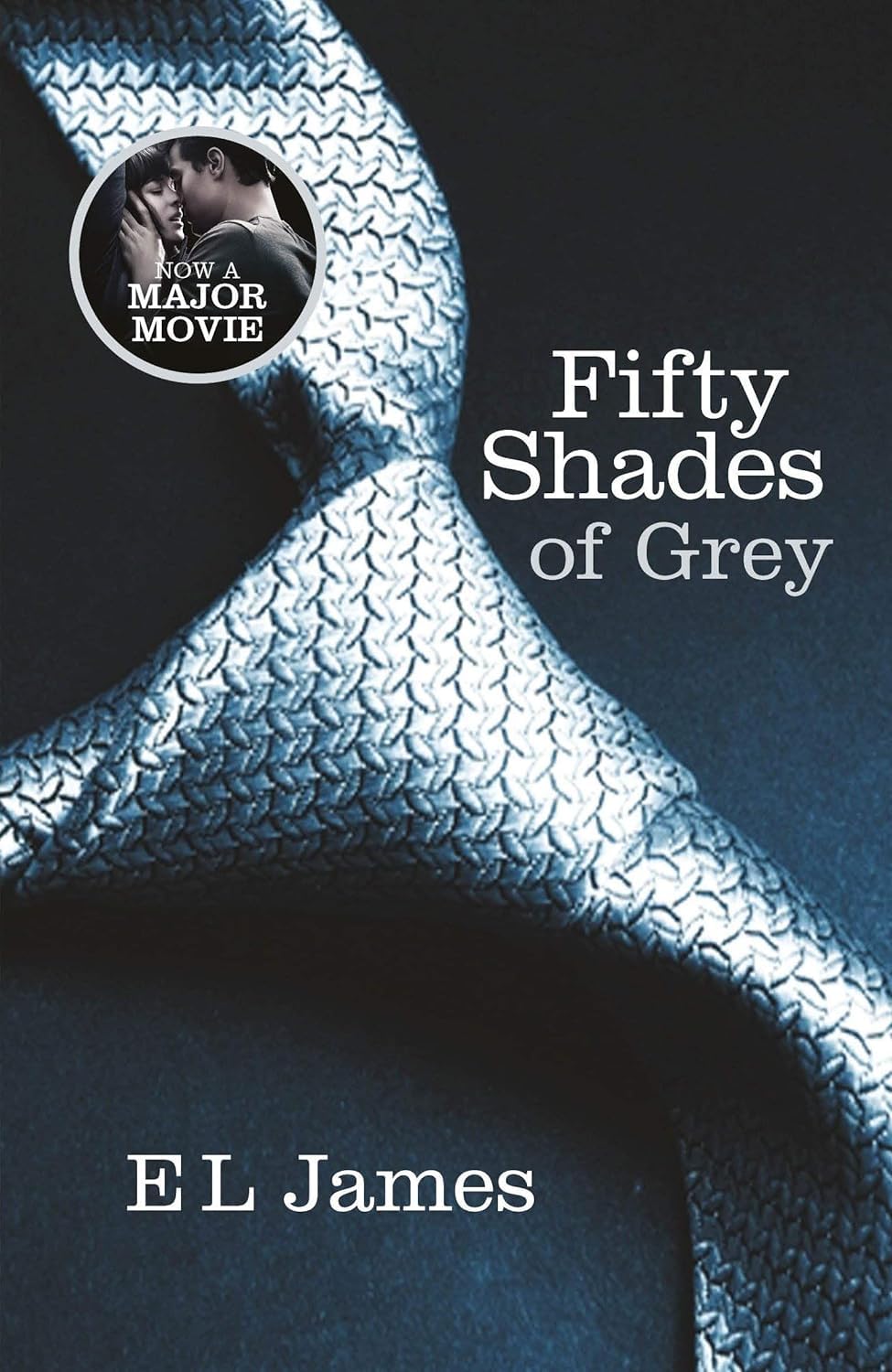 Stacked view of the Fifty Shades trilogy paperback set by E L James, showing dark and light cover designs together.
