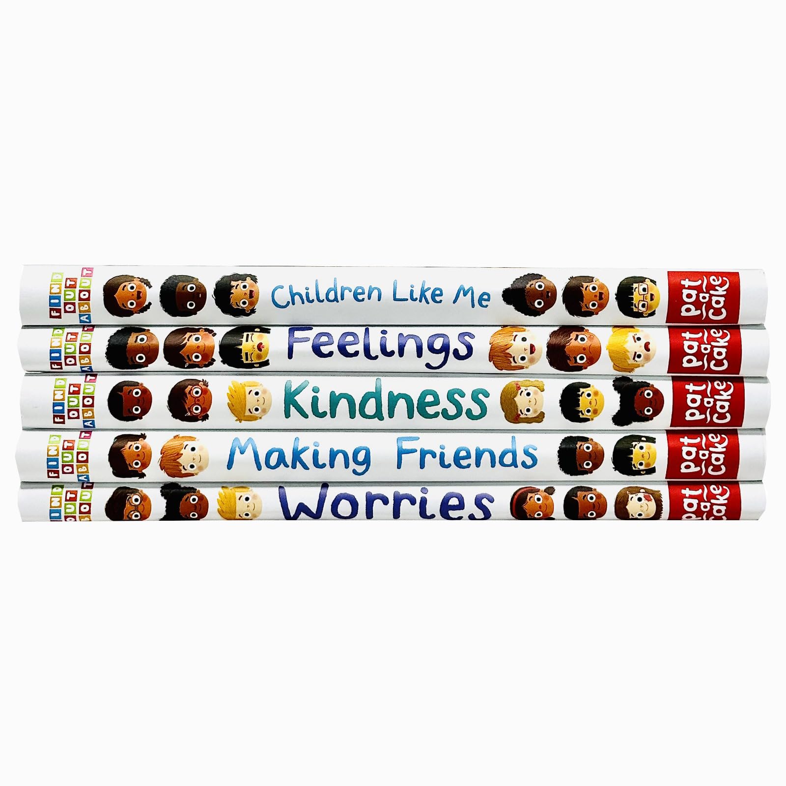 Find Out About lift-the-flap board books fanned out showing colorful spines and titles for ages 0-3