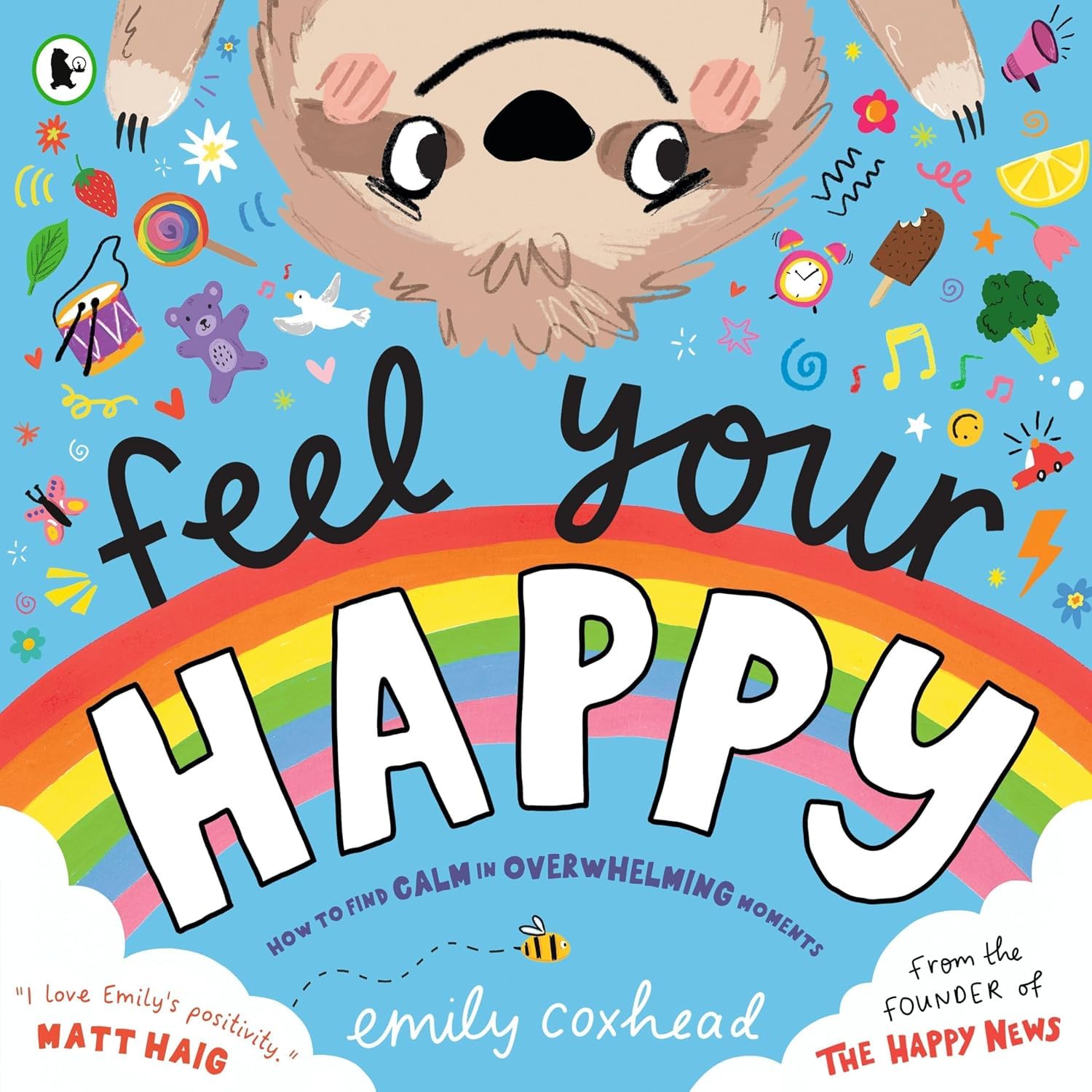 Inside colorful illustrated page spread from the Emily Coxhead Find Your Happy Feel Your Happy book set