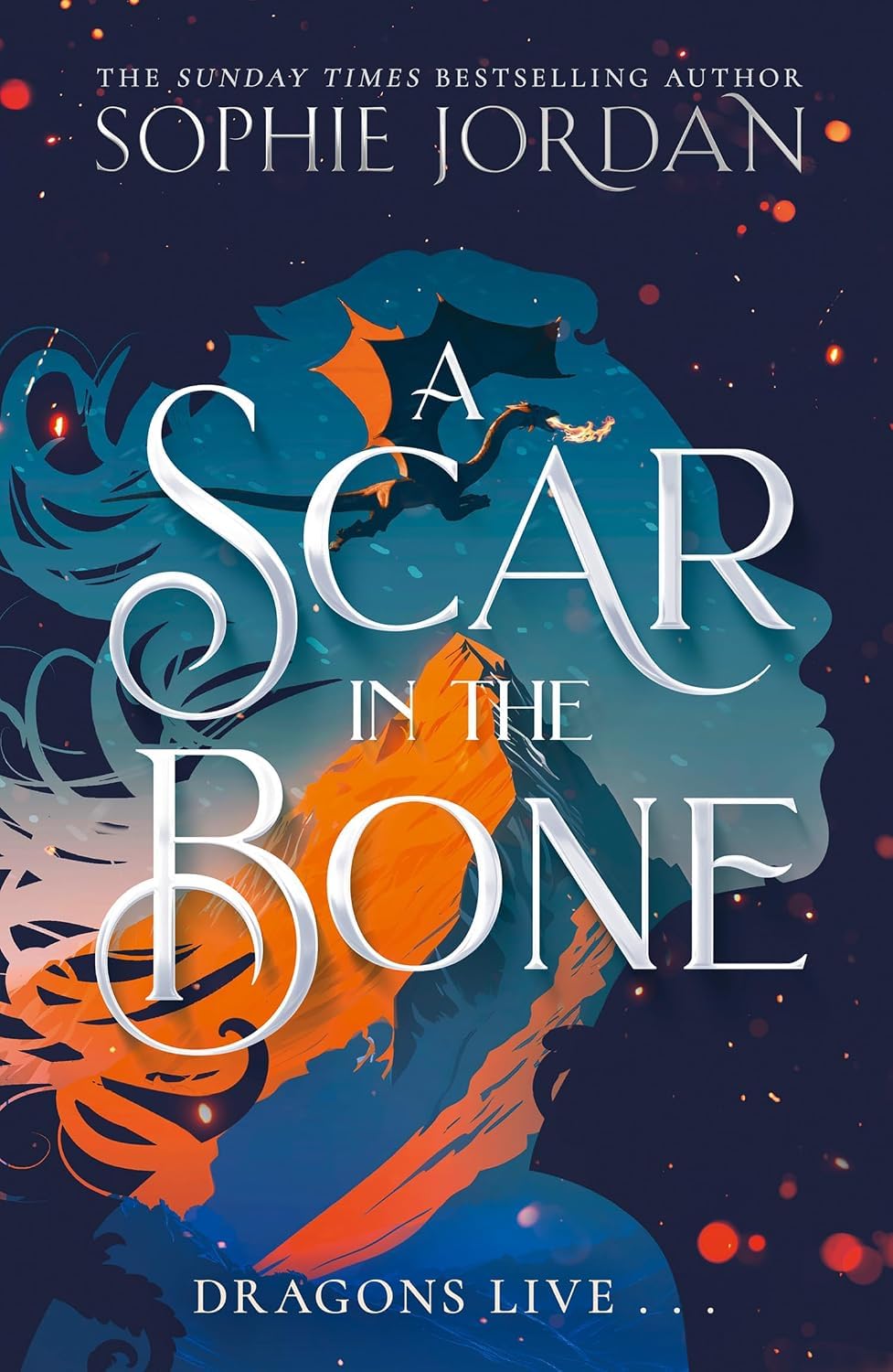 A Scar in the Bone by Sophie Jordan paperback front cover - Book 2 of the Fire in the Sky romantasy series