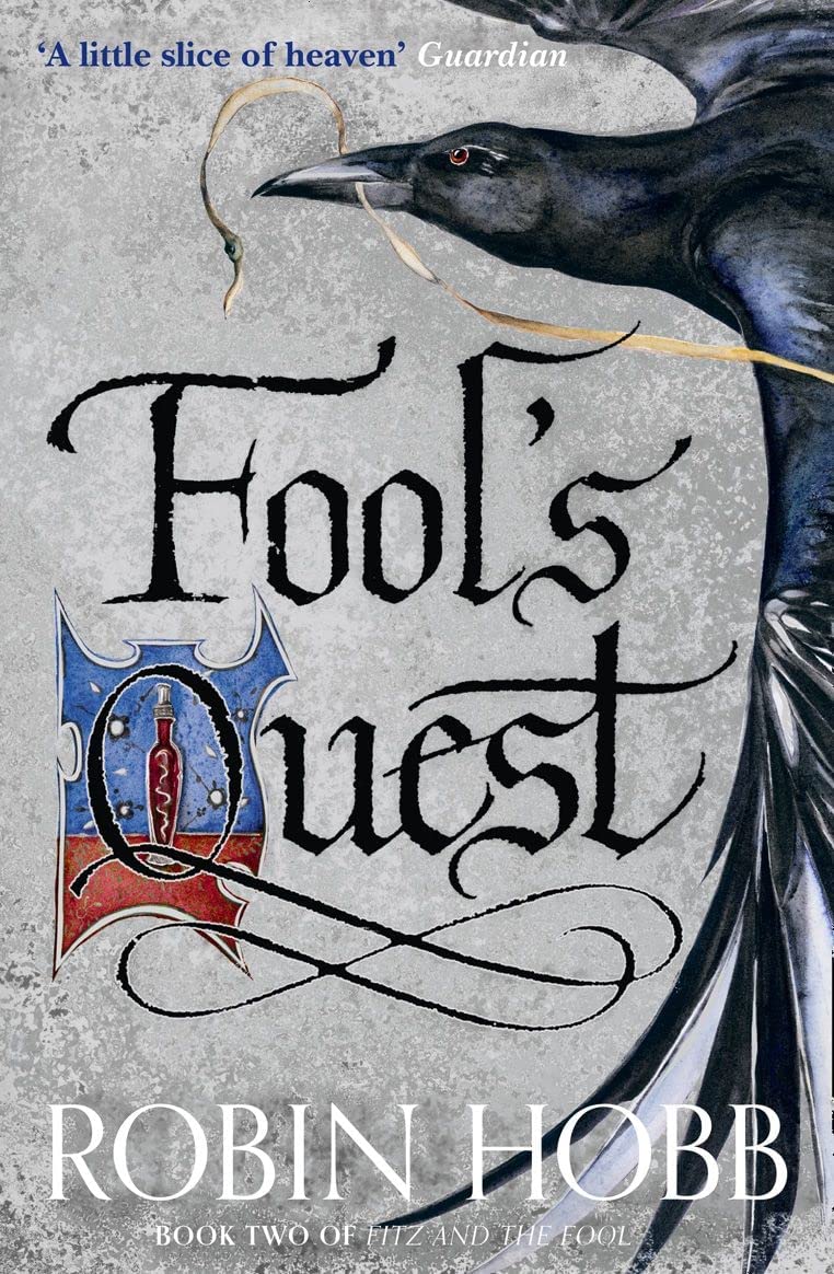 Angled view of the Fitz and the Fool Trilogy 3-book paperback set by Robin Hobb showing spine and cover details.