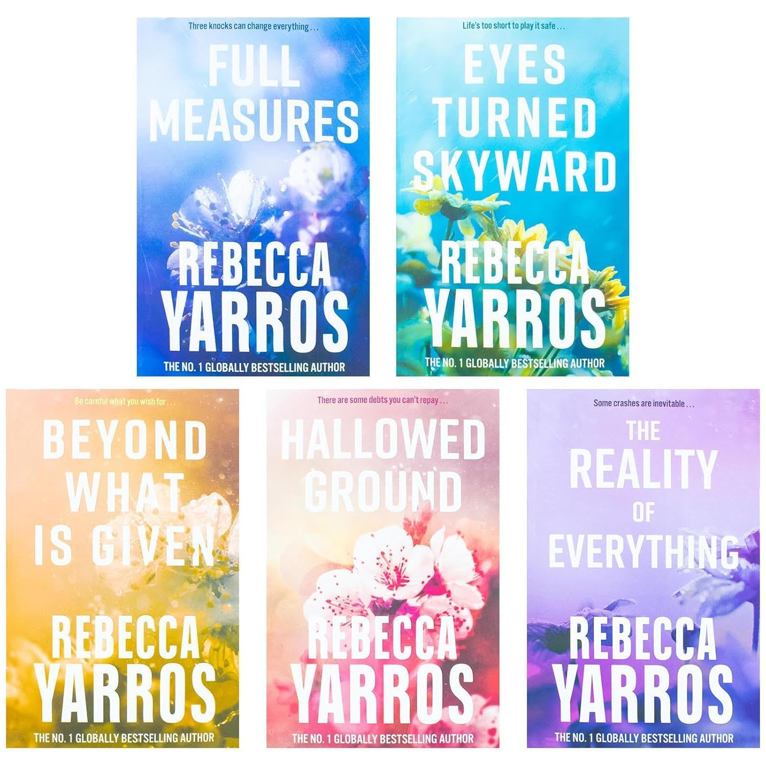 Complete Flight & Glory 5-book paperback set by Rebecca Yarros fanned out showing all front covers